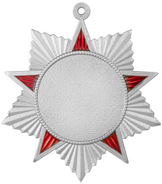 Медаль №2350 (Размер 48x48 мм, металл, цвет серебро. Место для вставок: лицевая диаметр 25 мм, обратная сторона диаметр 30 мм)
