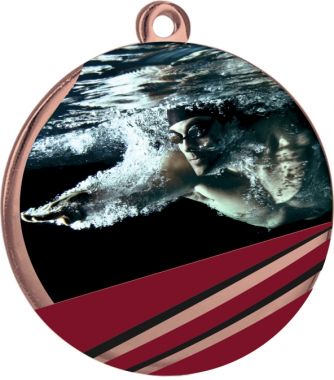 Медаль №2404 (Плавание, диаметр 70 мм, металл, цвет бронза)