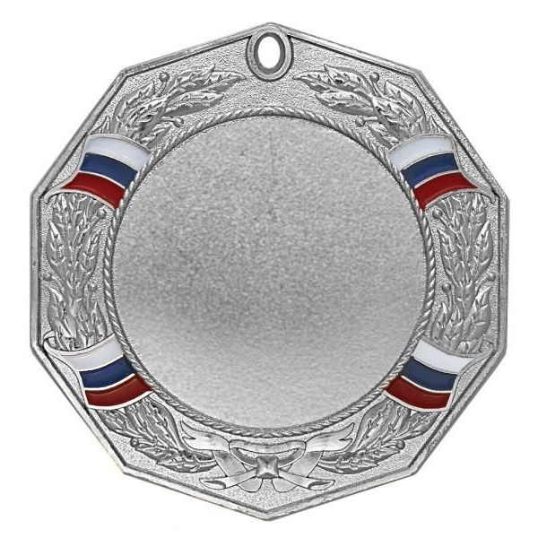 Медаль №1294 (Диаметр 80 мм, металл, цвет серебро. Место для вставок: лицевая диаметр 48 мм, обратная сторона диаметр 50 мм)