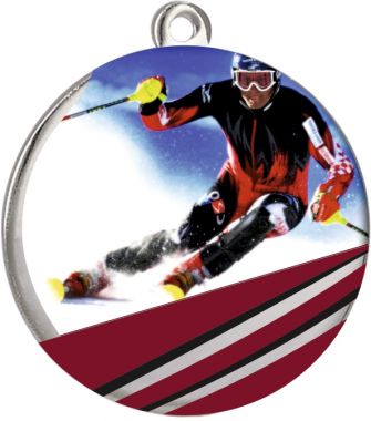 Медаль №2392 (Лыжный спорт, диаметр 70 мм, металл, цвет серебро. Место для вставок: обратная сторона диаметр 58X25 мм)