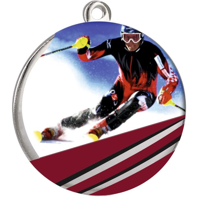 Медаль №2392 (Лыжный спорт, диаметр 70 мм, металл, цвет серебро)