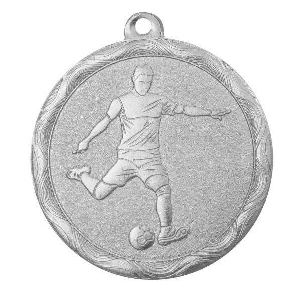 Медаль №1276 (Футбол, диаметр 50 мм, металл, цвет серебро. Место для вставок: обратная сторона диаметр 45 мм)