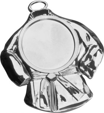 Медаль №101 (Каратэ, размер 50x58 мм, металл, цвет серебро. Место для вставок: лицевая диаметр 25 мм, обратная сторона размер по шаблону)