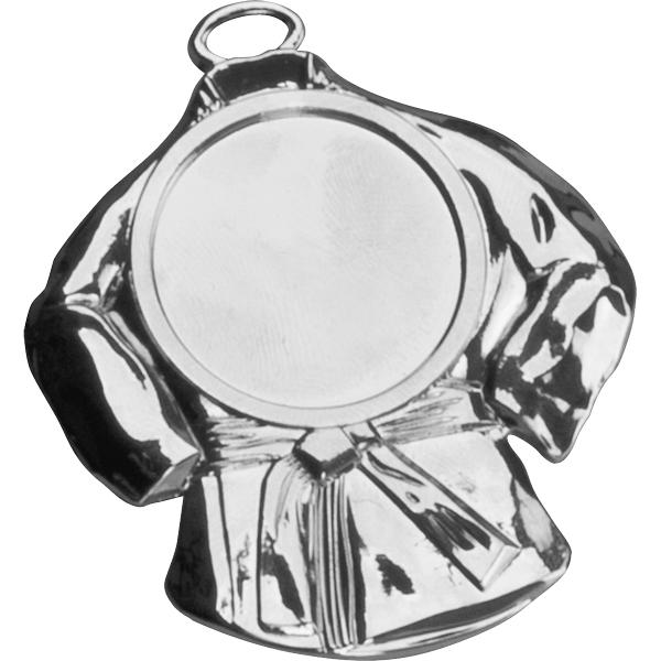 Медаль №101 (Каратэ, размер 50x58 мм, металл, цвет серебро. Место для вставок: лицевая диаметр 25 мм, обратная сторона размер по шаблону)
