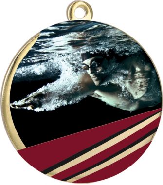 Медаль №2404 (Плавание, диаметр 70 мм, металл, цвет золото)