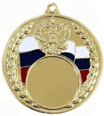 Медаль №2433 (Диаметр 70 мм, металл, цвет золото. Место для вставок: обратная сторона диаметр 65 мм)