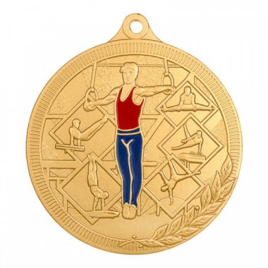 Медаль №3279 (Гимнастика, диаметр 55 мм, металл, цвет золото. Место для вставок: обратная сторона диаметр 40 мм)