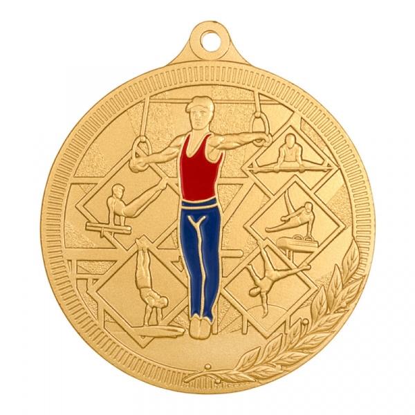 Медаль №3279 (Спортивная гимнастика, диаметр 55 мм, металл, цвет золото. Место для вставок: обратная сторона диаметр 40 мм)