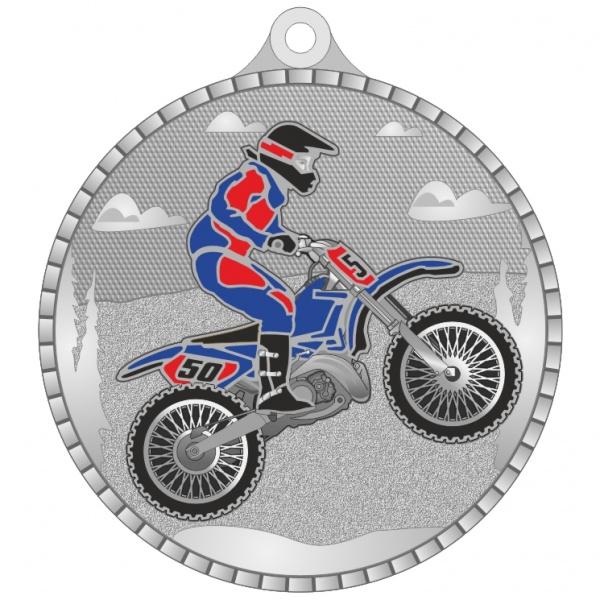Медаль №3634 (Мотоспорт, диаметр 55 мм, металл, цвет серебро)
