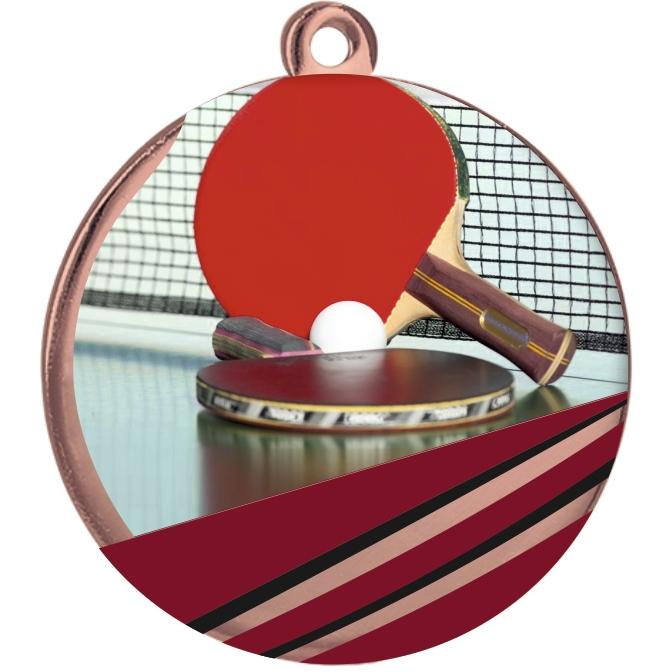 Медаль №2269 (Настольный теннис, диаметр 70 мм, металл, цвет бронза)
