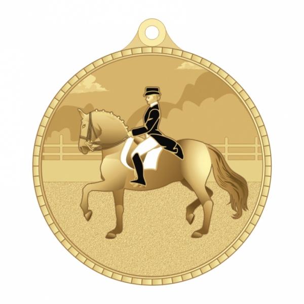 Медаль №3283 (Конный спорт, диаметр 55 мм, металл, цвет золото. Место для вставок: обратная сторона диаметр 40 мм)
