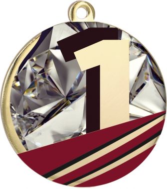 Медаль №2399 (1 место, диаметр 70 мм, металл, цвет золото)