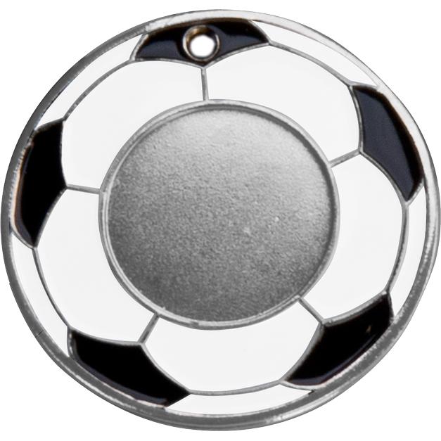 Медаль №116 (Футбол, диаметр 50 мм, металл, цвет серебро. Место для вставок: лицевая диаметр 25 мм, обратная сторона диаметр 46 мм)