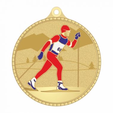Медаль №3284 (Лыжный спорт, диаметр 55 мм, металл, цвет золото. Место для вставок: обратная сторона диаметр 40 мм)