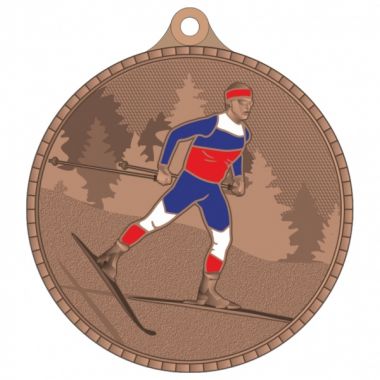 Медаль №3670 (Беговые лыжи, диаметр 55 мм, металл, цвет бронза)