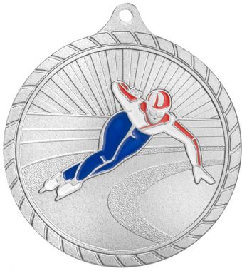 Медаль №2434 (Конькобежный спорт, диаметр 60 мм, металл, цвет серебро. Место для вставок: обратная сторона диаметр 50 мм)