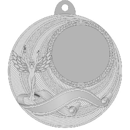 Медаль №2227 (Ника, диаметр 50 мм, металл, цвет серебро. Место для вставок: лицевая диаметр 25 мм, обратная сторона диаметр 45 мм)