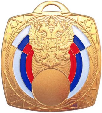 Медаль №1301 (Размер 70x70 мм, металл, цвет золото. Место для вставок: лицевая диаметр 25 мм, обратная сторона диаметр 65 мм)
