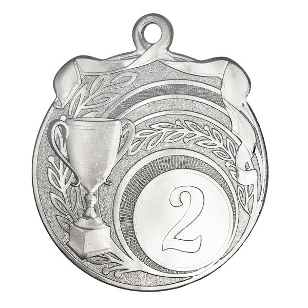 Медаль №2252 (2 место, диаметр 65 мм, металл, цвет серебро. Место для вставок: обратная сторона диаметр 50 мм)