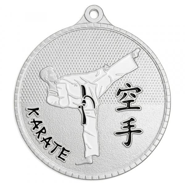 Медаль №3400 (Каратэ, диаметр 55 мм, металл, цвет серебро. Место для вставок: обратная сторона диаметр 40 мм)