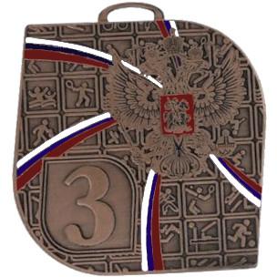Медаль №3633 (3 место, размер 70x70 мм, металл, цвет бронза. Место для вставок: обратная сторона диаметр 51 мм)