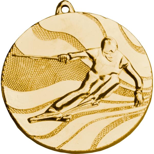 Медаль №98 (Лыжный спорт, диаметр 50 мм, металл, цвет золото. Место для вставок: обратная сторона диаметр 46 мм)