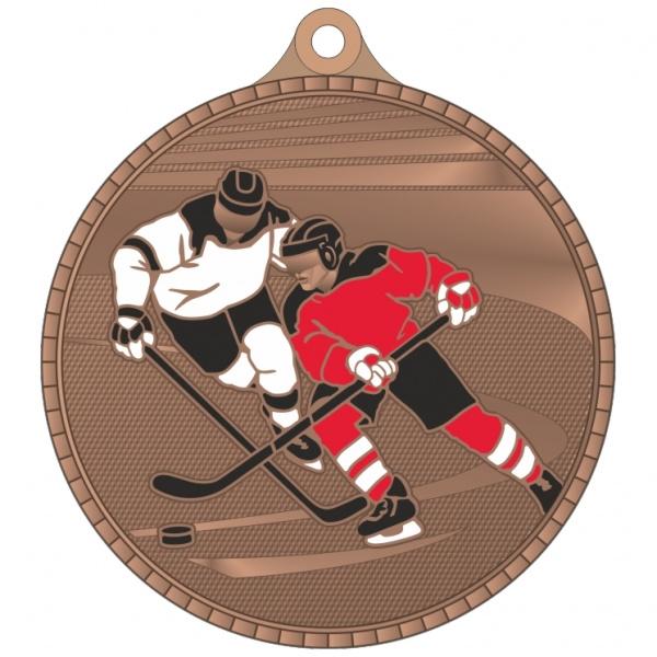Медаль №3626 (Хоккей, диаметр 55 мм, металл, цвет бронза)
