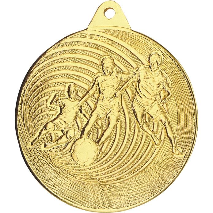 Медаль №1235 (Футбол, диаметр 50 мм, металл, цвет золото. Место для вставок: обратная сторона диаметр 45 мм)