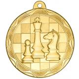 Медаль №2420 (Шахматы, диаметр 50 мм, металл, цвет золото. Место для вставок: обратная сторона диаметр 45 мм)