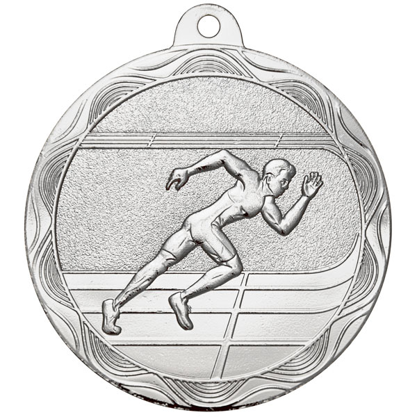 Медаль №2211 (Бег, диаметр 50 мм, металл, цвет серебро. Место для вставок: обратная сторона диаметр 45 мм)