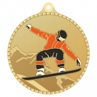 Медаль №3675 (Сноуборд, диаметр 55 мм, металл, цвет золото)