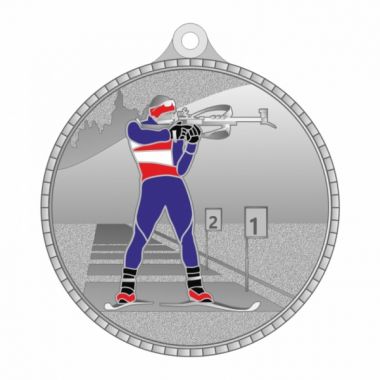 Медаль №3282 (Биатлон, диаметр 55 мм, металл, цвет серебро. Место для вставок: обратная сторона диаметр 40 мм)