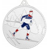 Медаль №3628 (Беговые лыжи, диаметр 55 мм, металл, цвет серебро)