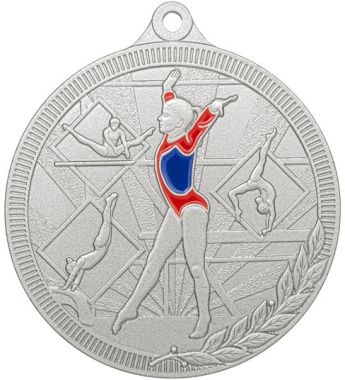 Медаль №3280 (Гимнастика, диаметр 55 мм, металл, цвет серебро. Место для вставок: обратная сторона диаметр 40 мм)