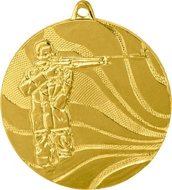 Медаль №3423 (Стрельба, диаметр 50 мм, металл, цвет золото. Место для вставок: обратная сторона диаметр 45 мм)