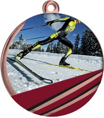Медаль №2394 (Лыжный спорт, диаметр 70 мм, металл, цвет бронза. Место для вставок: обратная сторона размер по шаблону)