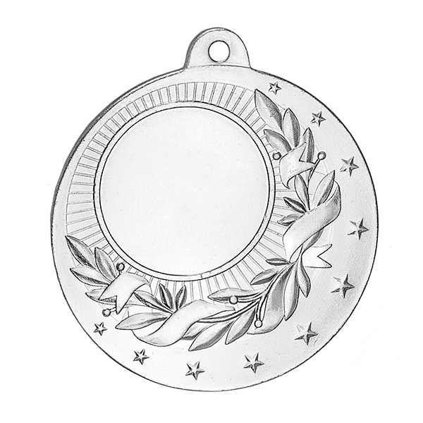 Медаль №2243 (Диаметр 50 мм, металл, цвет серебро. Место для вставок: лицевая диаметр 25 мм, обратная сторона диаметр 45 мм)