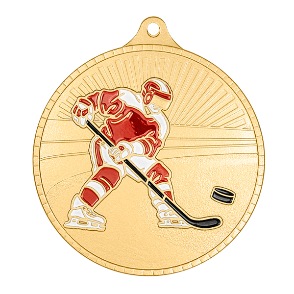 Медаль №2430 (Хоккей, диаметр 60 мм, металл, цвет золото. Место для вставок: обратная сторона диаметр 50 мм)