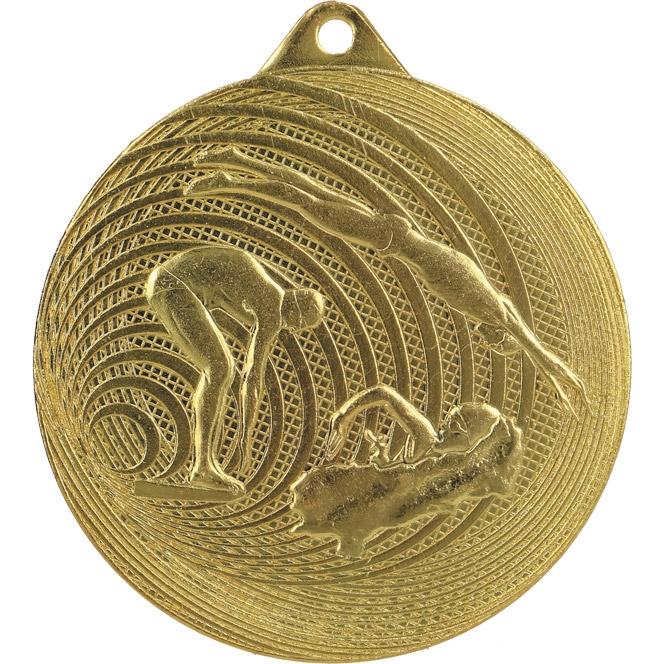 Медаль №1224 (Плавание, диаметр 70 мм, металл, цвет золото. Место для вставок: обратная сторона диаметр 65 мм)