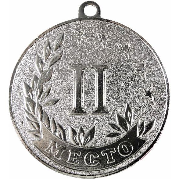 Медаль №3550 (2 место, диаметр 50 мм, металл, цвет серебро)