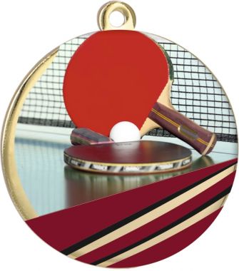 Медаль №2269 (Настольный теннис, диаметр 70 мм, металл, цвет золото)