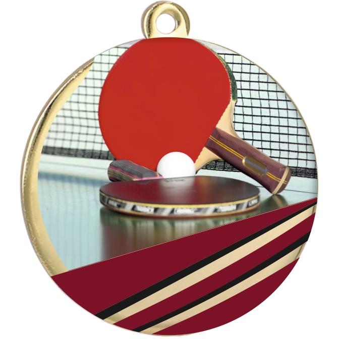 Медаль №2396 (Настольный теннис, диаметр 50 мм, металл, цвет золото)