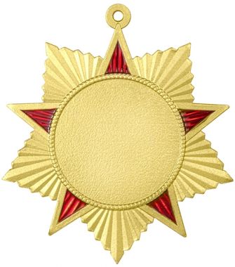 Медаль №2350 (Размер 48x48 мм, металл, цвет золото. Место для вставок: лицевая диаметр 25 мм, обратная сторона размер по шаблону)