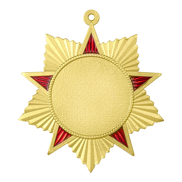 Медаль №2350 (Размер 48x48 мм, металл, цвет золото. Место для вставок: лицевая диаметр 25 мм, обратная сторона диаметр 30 мм)