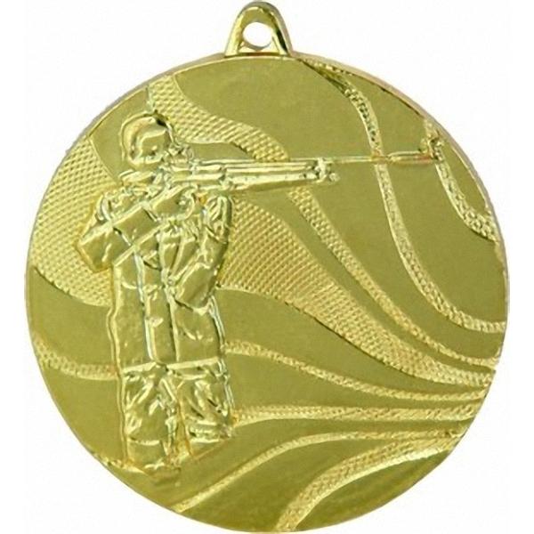 Медаль №108 (Стрельба, диаметр 50 мм, металл, цвет золото. Место для вставок: обратная сторона диаметр 45 мм)