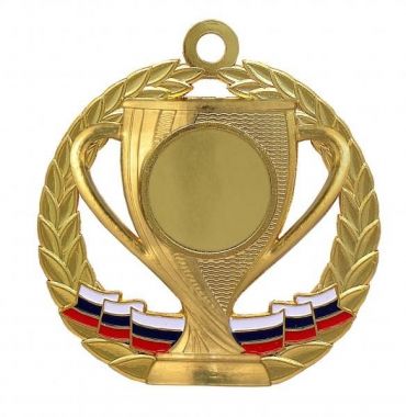 Медаль №1291 (Диаметр 70 мм, металл, цвет золото. Место для вставок: лицевая диаметр 25 мм, обратная сторона размер по шаблону)