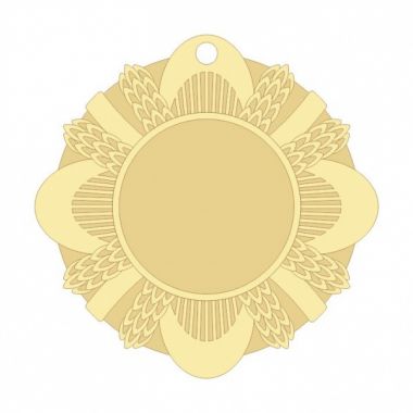 Медаль №2372 (Диаметр 50 мм, металл, цвет золото. Место для вставок: лицевая диаметр 25 мм, обратная сторона диаметр 45 мм)