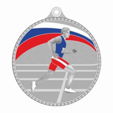 Медаль №2492 (Бег, диаметр 55 мм, металл, цвет серебро. Место для вставок: обратная сторона диаметр 40 мм)