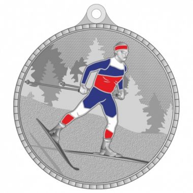 Медаль №3670 (Лыжный спорт, диаметр 55 мм, металл, цвет серебро)