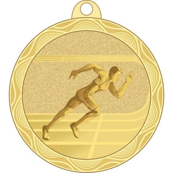 Медаль №2211 (Бег, диаметр 50 мм, металл, цвет золото. Место для вставок: обратная сторона диаметр 45 мм)